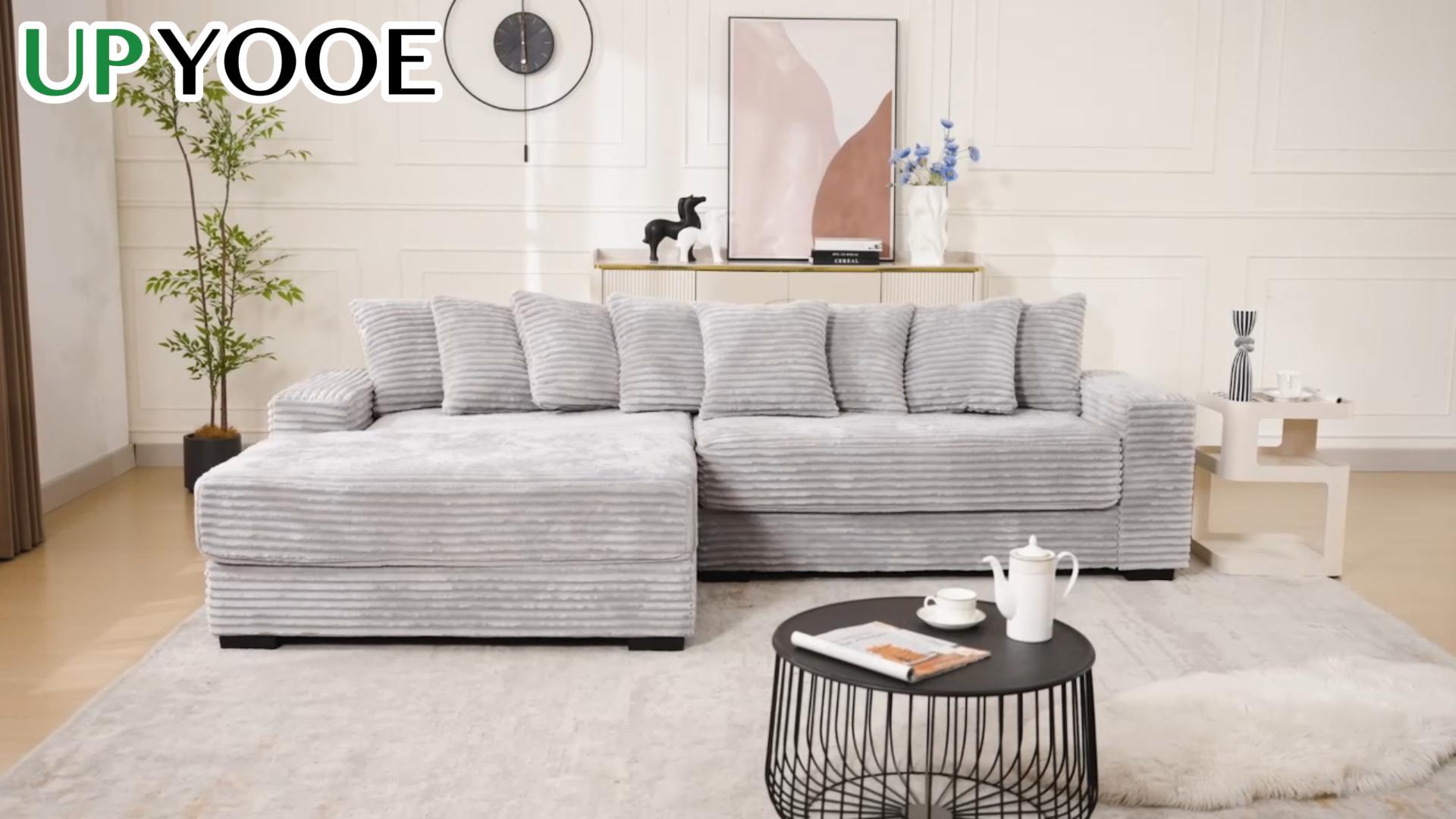 Amazon.com: UPYOOE 111'' Modern Sectional Sofa, L-Shaped Corduroy